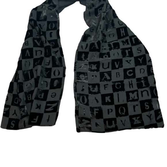 Elaine Gold Collection XIIX ABC Silk/Rayon Scarf 10”X46” Black Men/Women - Picture 6 of 6